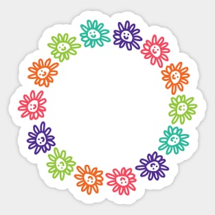 Daisy Flowers Smiley Face Ring Sticker